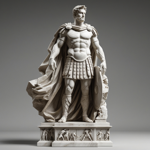 Majestic Roman Warrior Sculpted in Marble