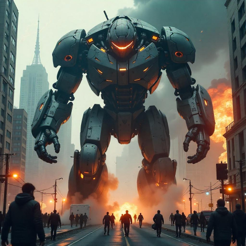 Biomechanical Titan War Zone – AI prompt