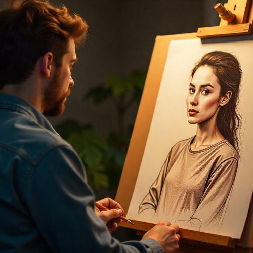 Artistic Sketch in Progress Image Prompt