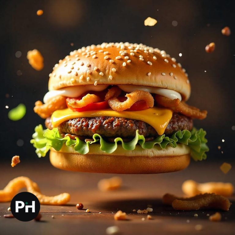 Floating Vegan Burger AI Food Prompt